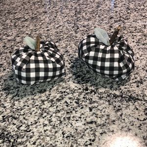 Buffalo plaid fabric pumpkins set of 2